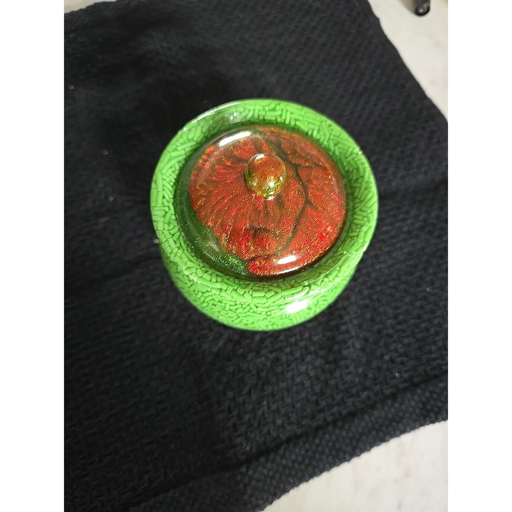Small Handmade Decorative Jar Green Red Keys Trinkets Candy Change.  609 - Picture 4 of 8